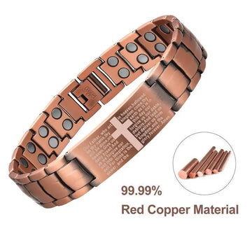 MOMO SHOP authentic 99.9% pure red copper material vs finished magnetic therapy bracelet for quality assurance