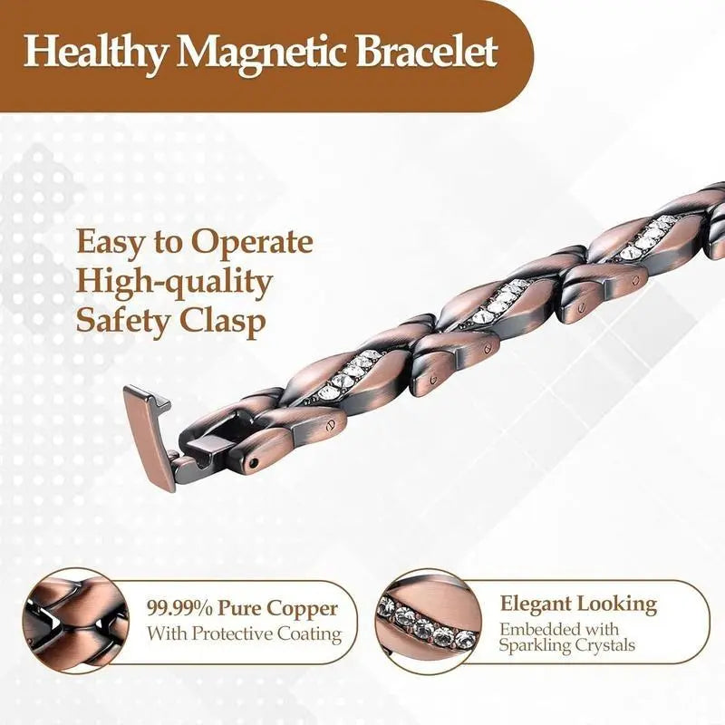 Ladies Titanium Magnetic Bracelet - Two Tone Gold