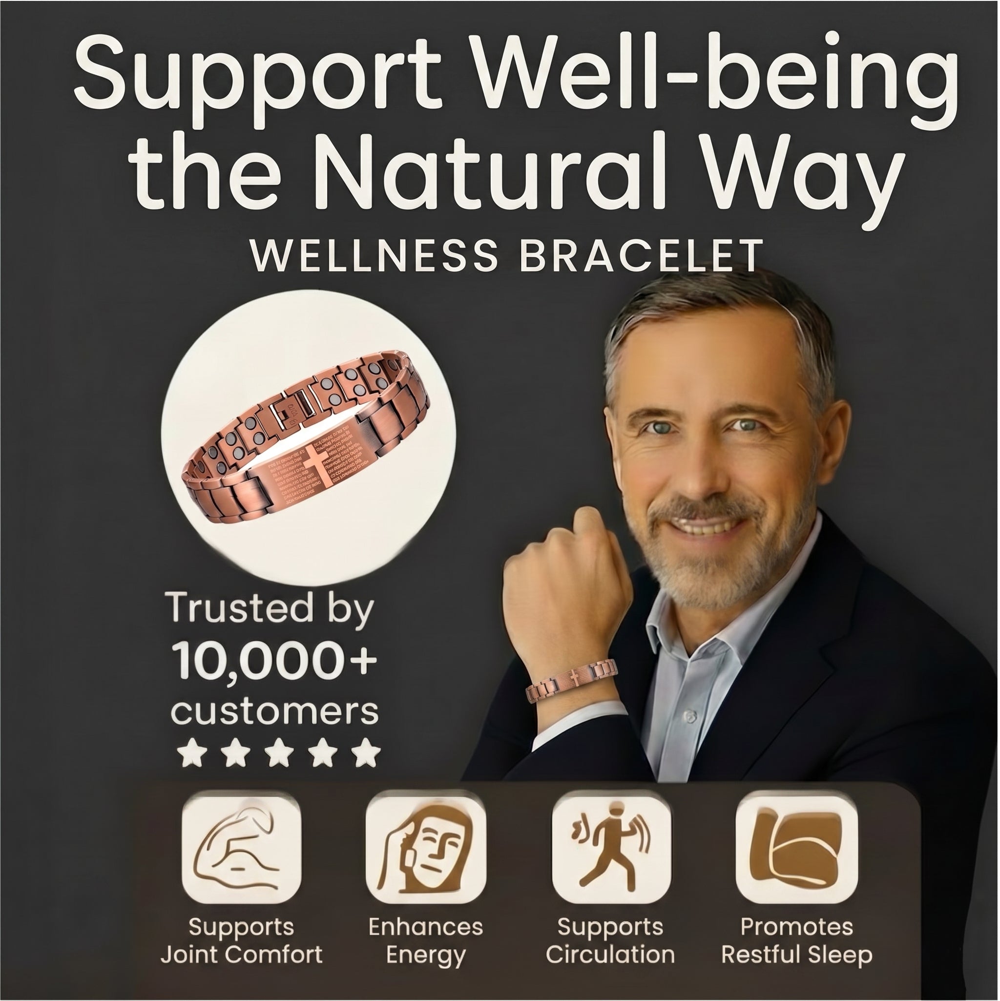 piece of men's copper magnetic bracelet