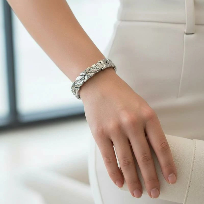 Ladies Titanium Magnetic Bracelet - Two Tone Gold