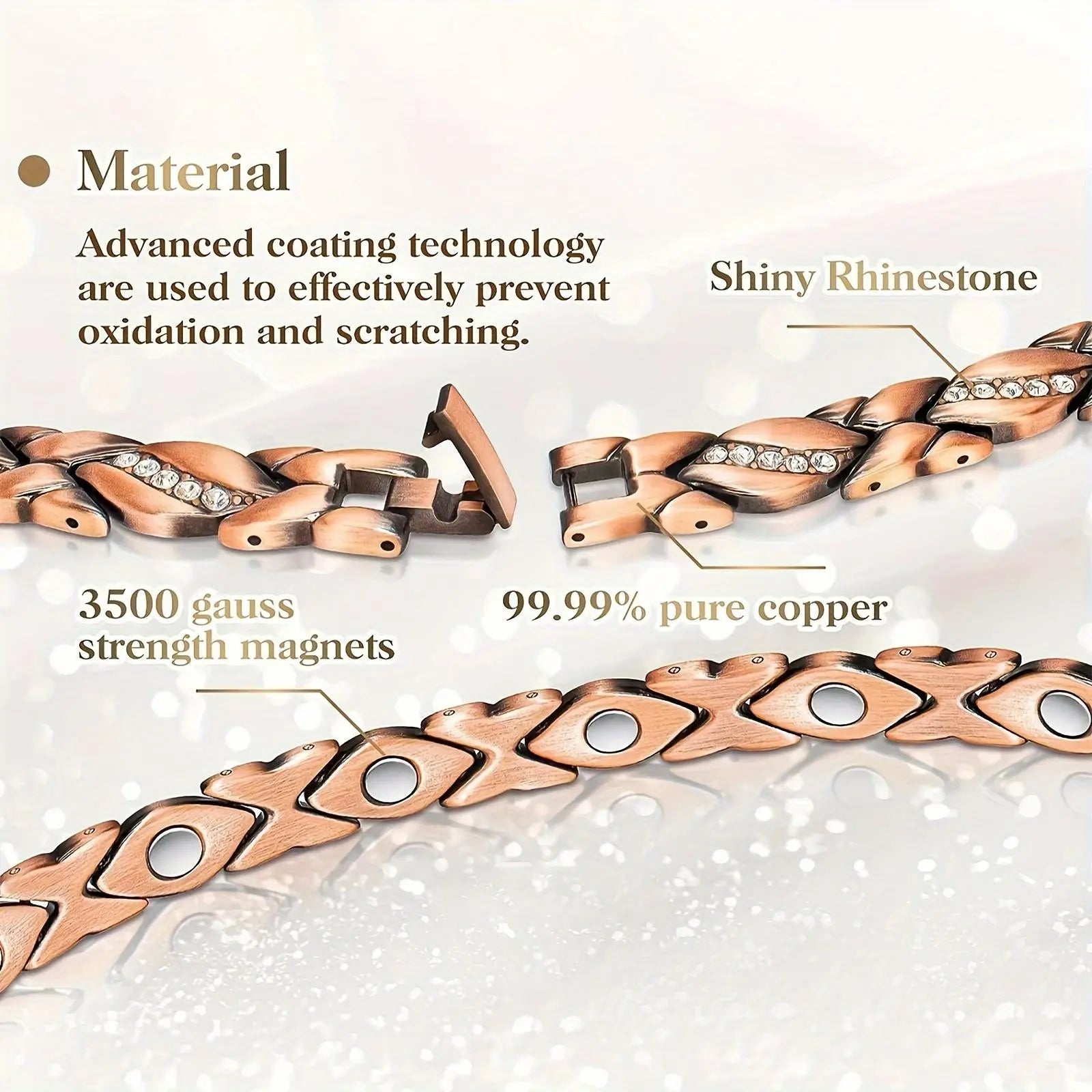 Ladies Titanium Magnetic Bracelet - Two Tone Gold