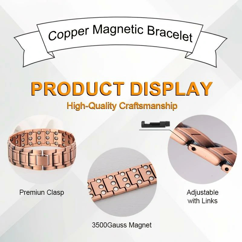 Mens Copper Magnetic Bracelet TRIPLE Power