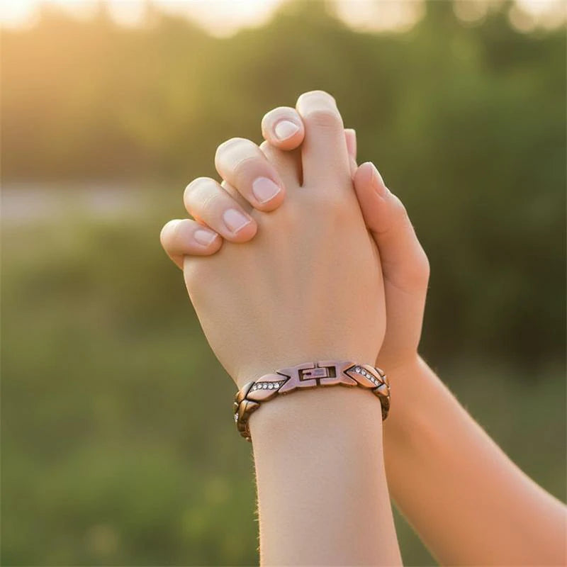 Ladies Titanium Magnetic Bracelet - Two Tone Gold